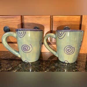 2 Tabletops Unlimited Ambrosia Mugs Green & Purple
